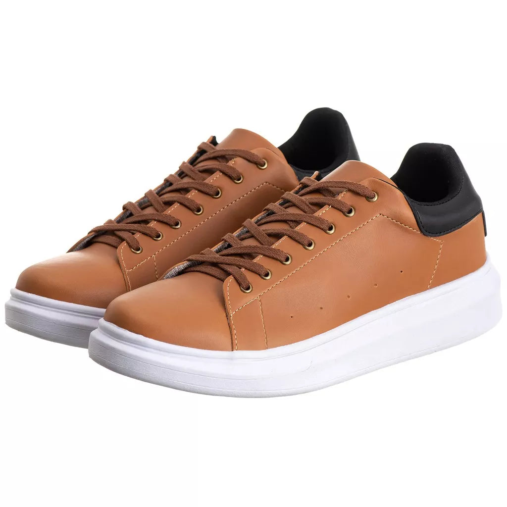 Tênis Casual Costarini Caramelo - Couro Ecológico