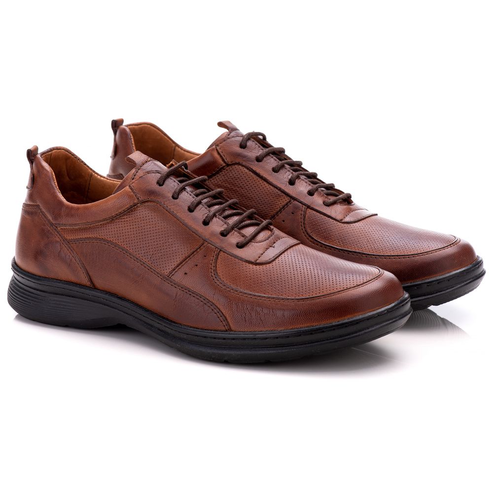 Sapato Ortopédico Masculino Couro Casual