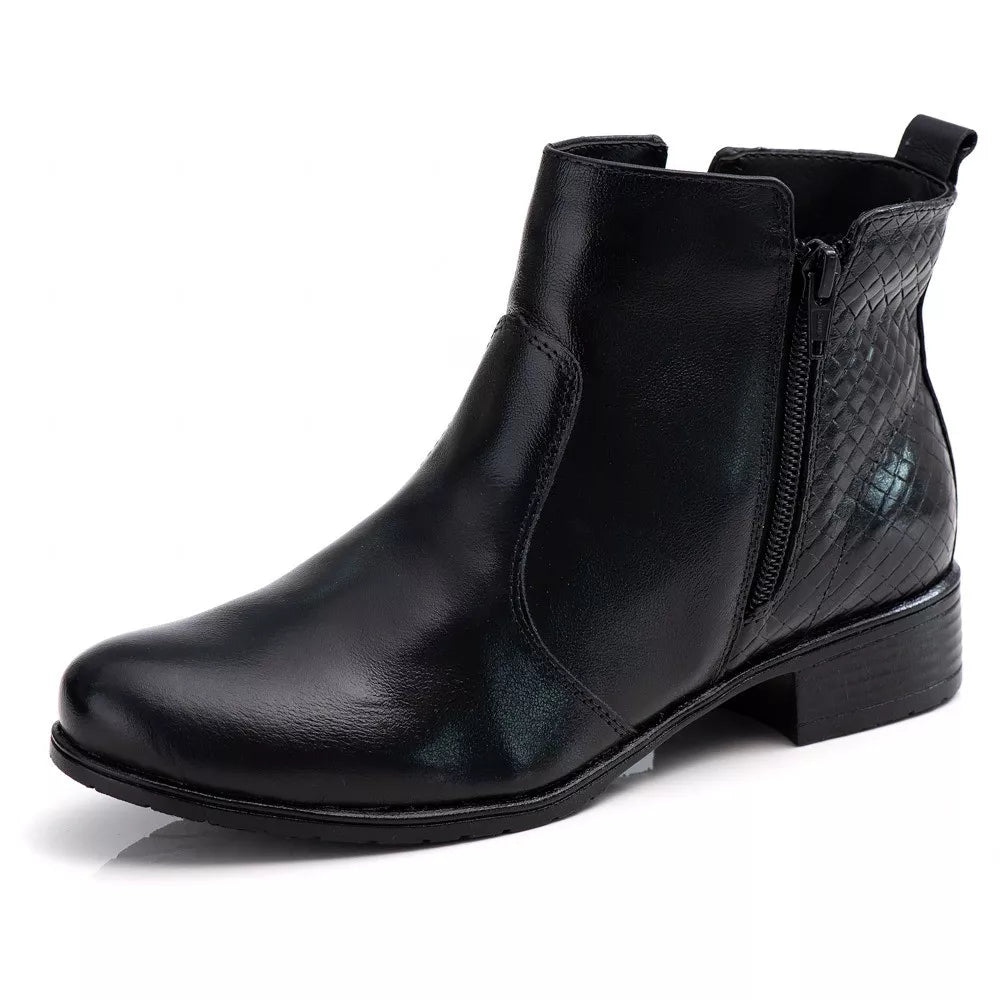 Bota Feminina Estilo Coturno Feminino Ranster Cano Curto Couro 100% Legitimo