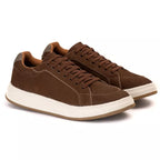Tênis Casual em couro Elástico Nobuk Café