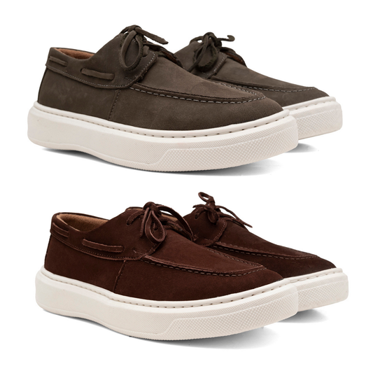 Combo 2 Pares - Casual Dockside Mocassim Masculino Em Couro