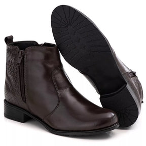 Bota Feminina Estilo Coturno Feminino Ranster Cano Curto Couro 100% Legitimo