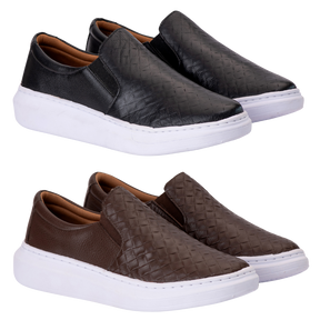 Compre 1 e Leve 2 - Slip On Masculino em Couro + Brinde [Carteira e cinto]🔥