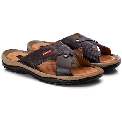 Chinelo Masculino Anti Stress Couro Legitimo Confortável Palmilha em Gel