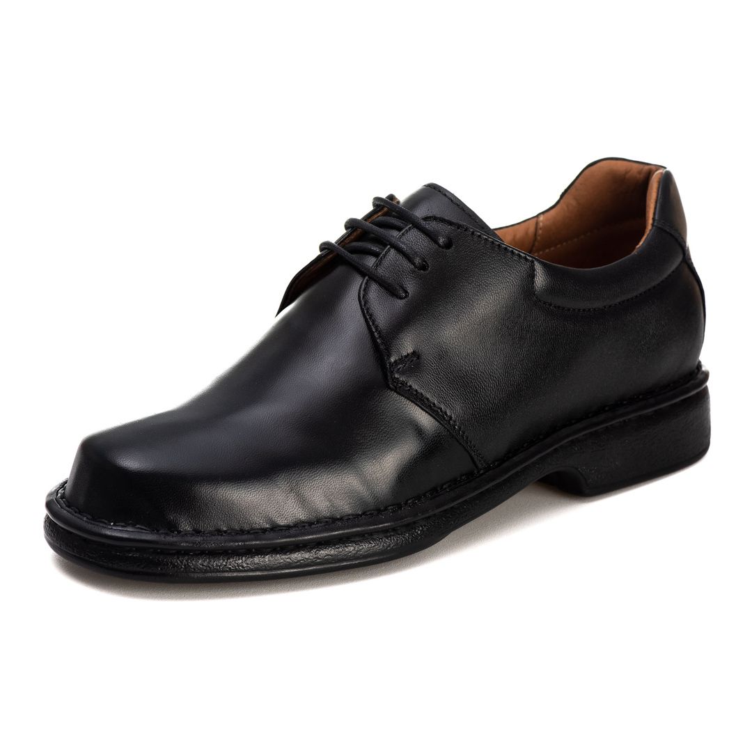 Sapato Comfort Domenic em Couro Preto e Ortopédico