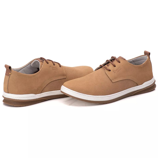 Sapatenis Oxford  Comfort 100% Couro  Palmilha Ultra Gel Areia