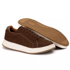 Tênis Casual em couro Elástico Nobuk Café