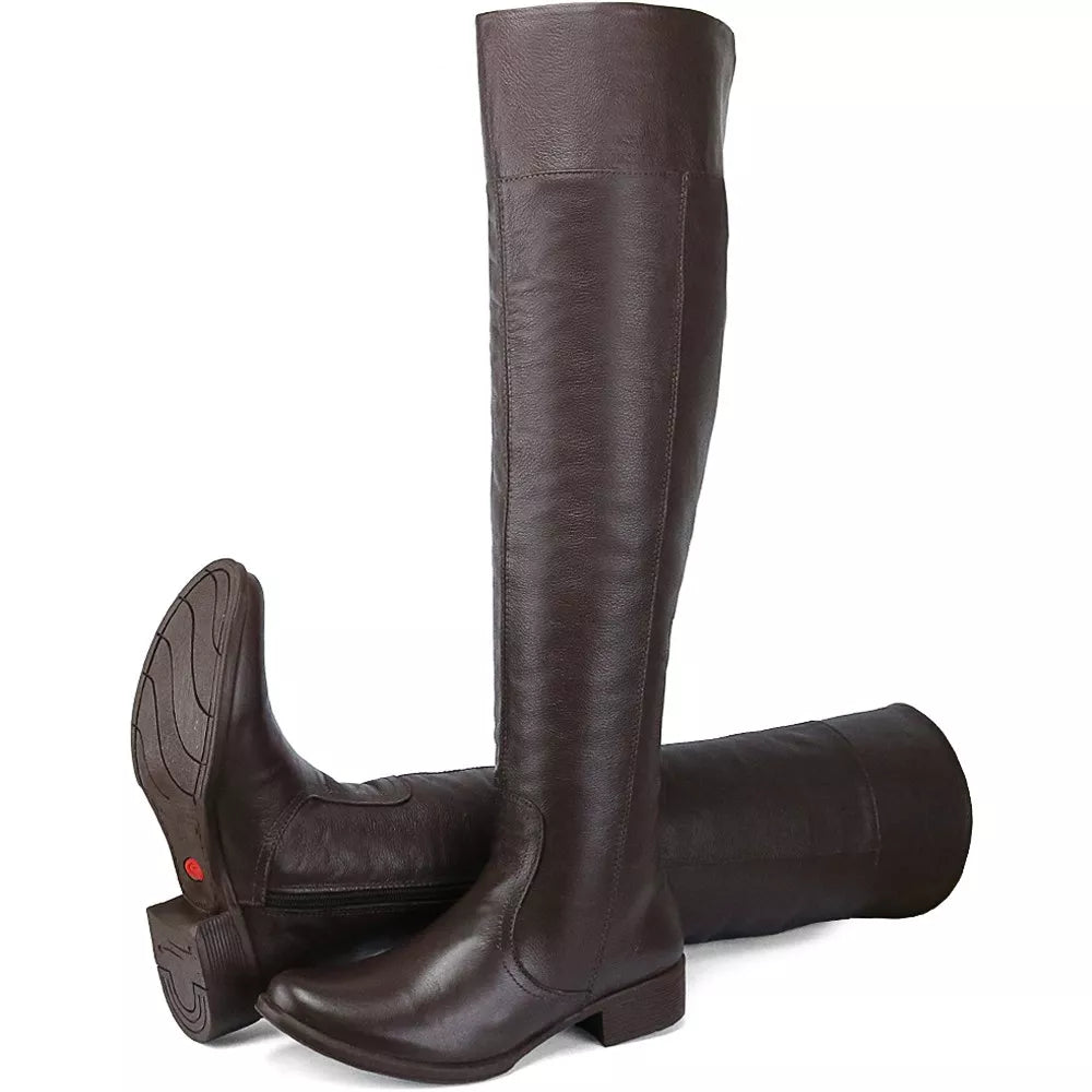 Bota Feminina Montaria Cano Alto Longo Over Confortável 100% Couro Legitimo Promoção