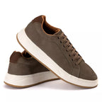 Tênis Casual em couro Elástico Nobuk Cinza