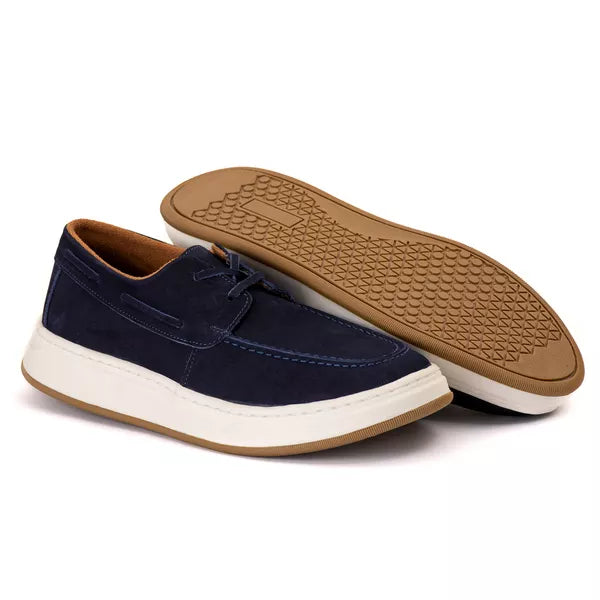 Mocassim Casual Dockside Masculino Em Couro Azul