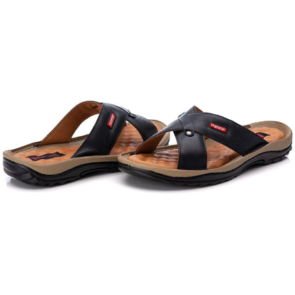 Chinelo Masculino Anti Stress Couro Legitimo Confortável Palmilha em Gel