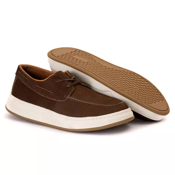 Mocassim Casual Dockside Masculino Em Couro Café