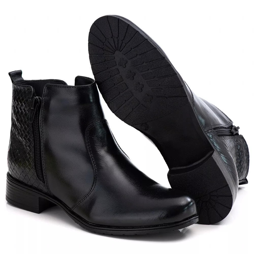 Bota Feminina Estilo Coturno Feminino Ranster Cano Curto Couro 100% Legitimo
