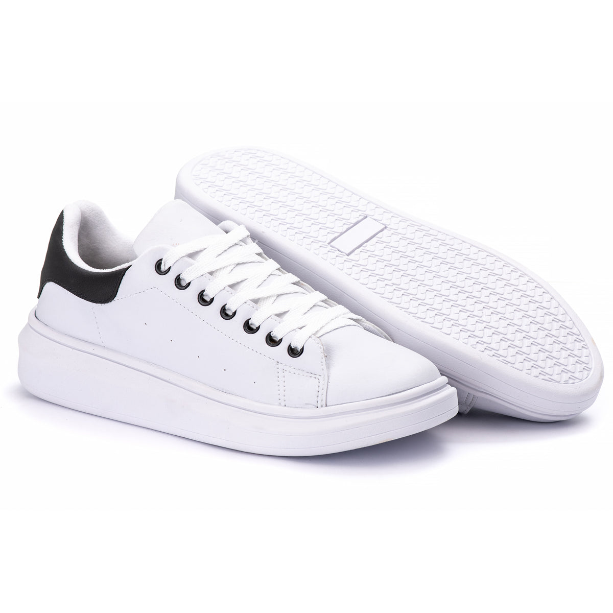 Tênis Casual Costarini Branco/Preto - Couro Ecológico