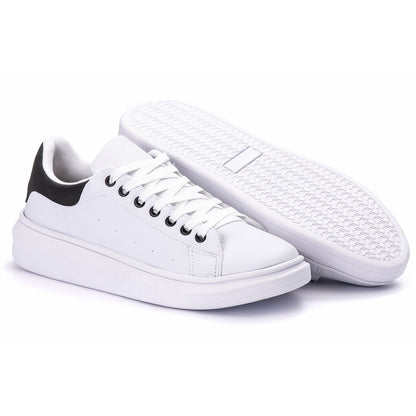 Tênis Casual Costarini Branco/Preto - Couro Ecológico