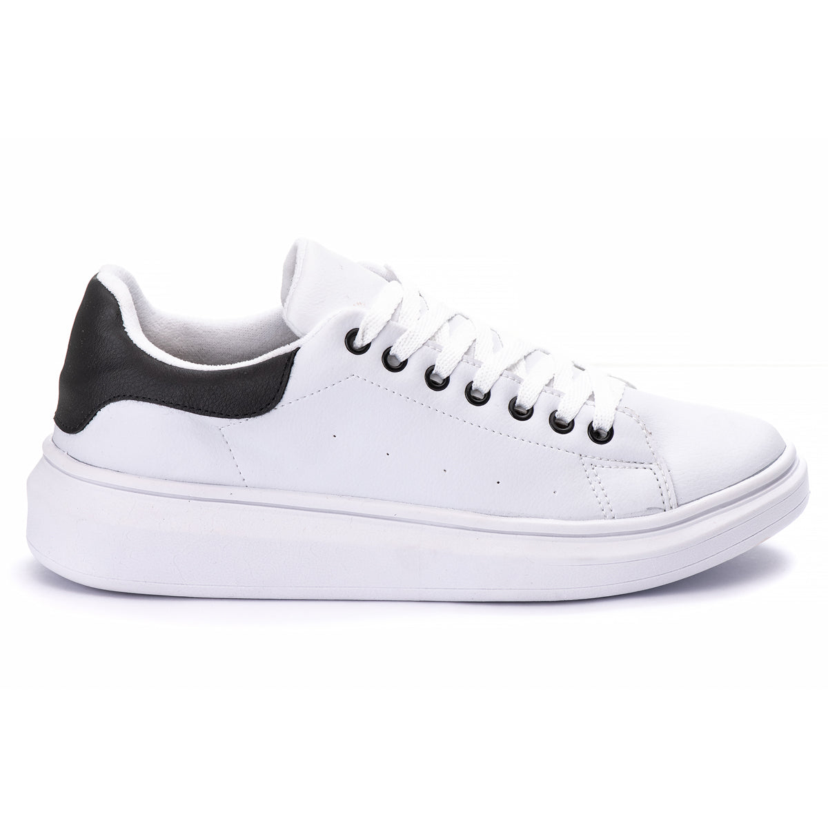 Tênis Casual Costarini Branco/Preto - Couro Ecológico