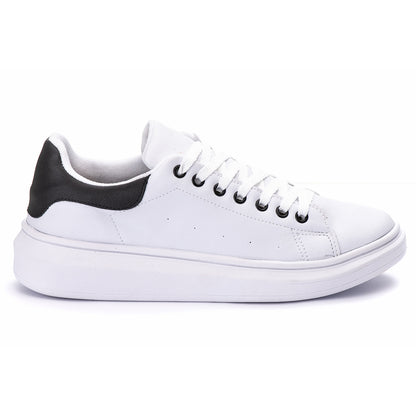Tênis Casual Costarini Branco/Preto - Couro Ecológico