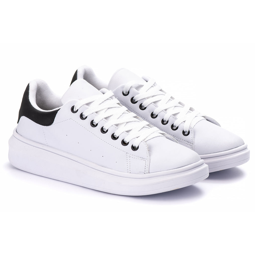Tênis Casual Costarini Branco/Preto - Couro Ecológico
