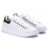 Tênis Casual Costarini Branco/Preto - Couro Ecológico
