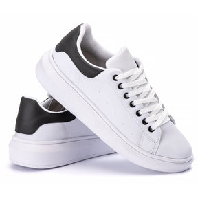 Tênis Casual Costarini Branco/Preto - Couro Ecológico