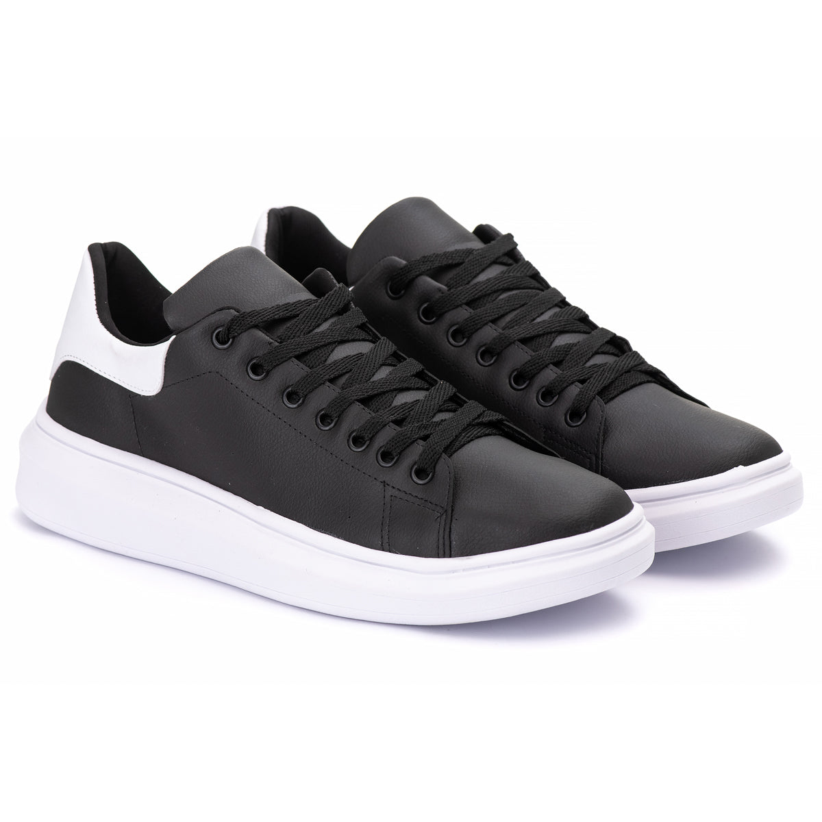 Tênis Casual Costarini Preto/Branco - Couro Ecológico