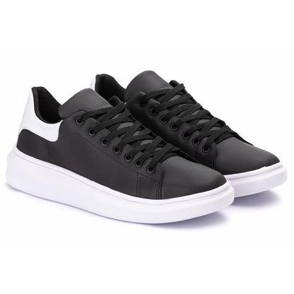 Tênis Casual Costarini Preto/Branco - Couro Ecológico