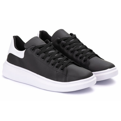 Tênis Casual Costarini Preto/Branco - Couro Ecológico