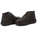 Bota Masculina Comfort Couro Rústico Leve Ortopédica