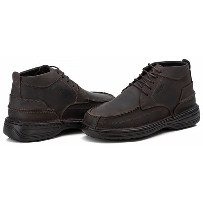 Bota Masculina Comfort Couro Rústico Leve Ortopédica