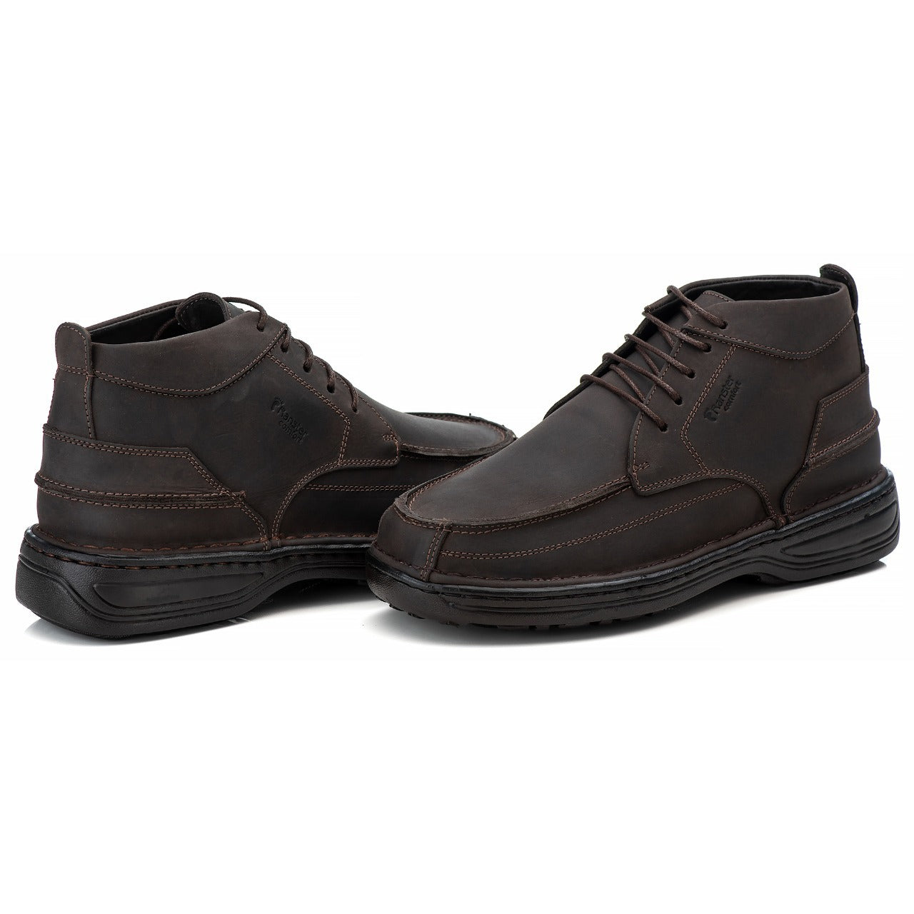 Bota Masculina Comfort Couro Rústico Leve Ortopédica