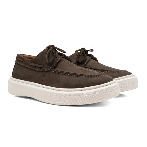 Mocassim Casual Dockside Masculino Em Couro Cinza