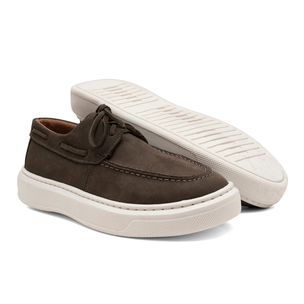 Mocassim Casual Dockside Masculino Em Couro Cinza