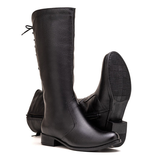 Bota Montaria Feminina Cano Longo Ajustavel Couro Legitimo