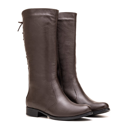Bota Montaria Feminina Cano Longo Ajustavel Couro Legitimo