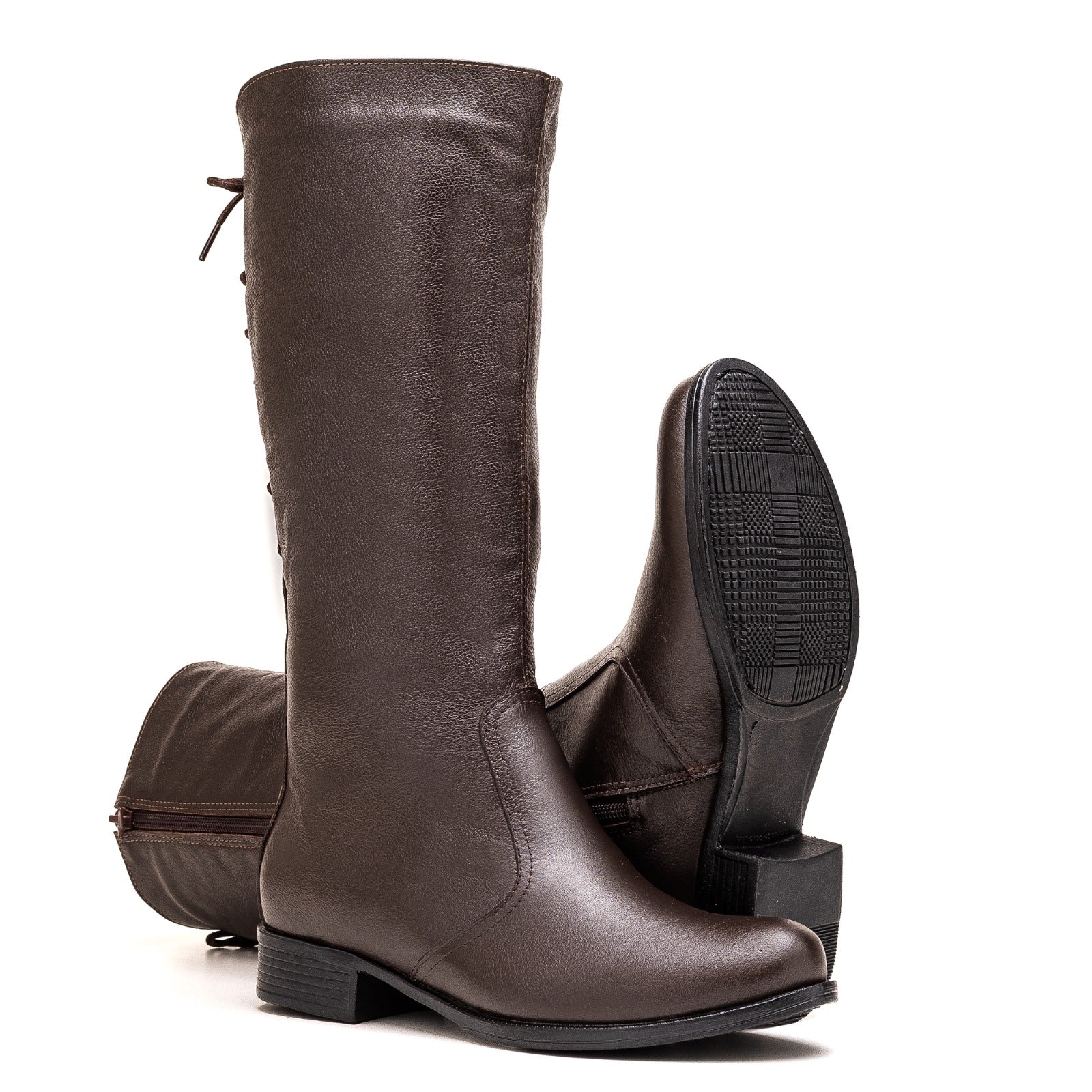 Bota Montaria Feminina Cano Longo Ajustavel Couro Legitimo