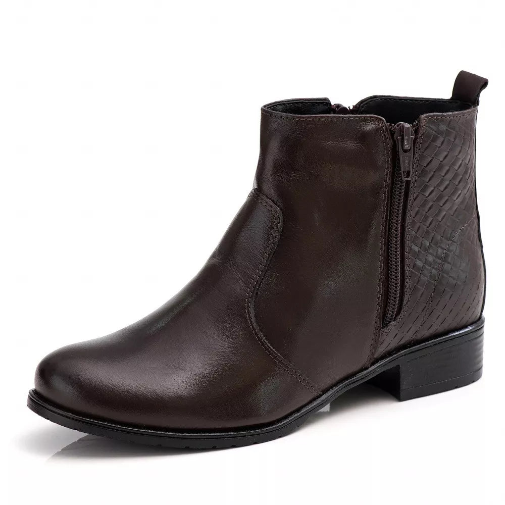 Bota Feminina Estilo Coturno Feminino Ranster Cano Curto Couro 100% Legitimo