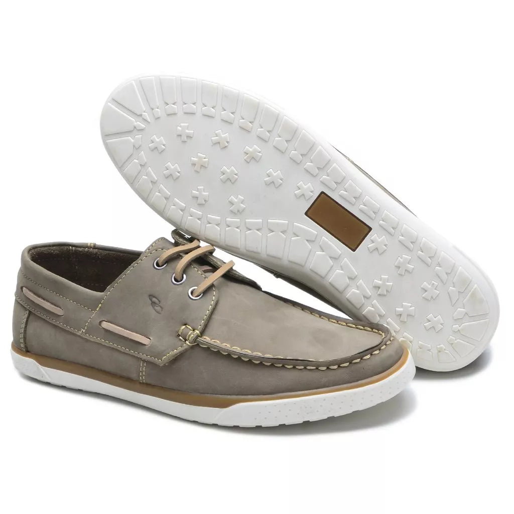 Sapatenis Masculino Dockside Mocassim Casual Em Couro Legitimo Marfim
