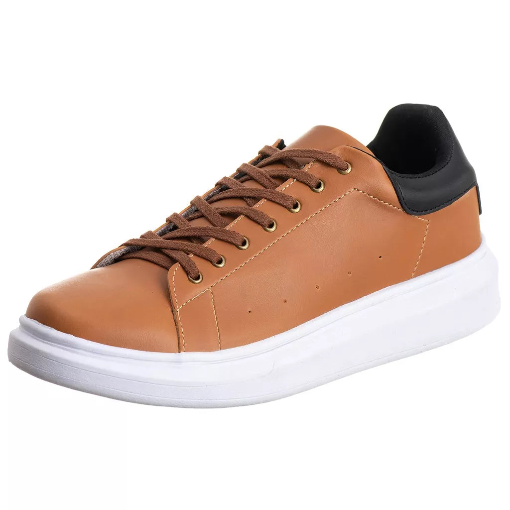 Tênis Casual Costarini Caramelo - Couro Ecológico