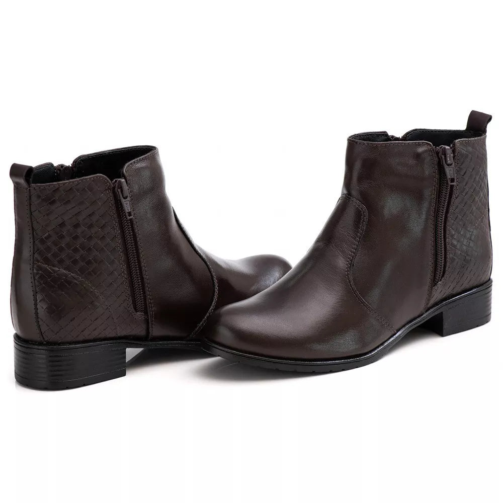 Bota Feminina Estilo Coturno Feminino Ranster Cano Curto Couro 100% Legitimo