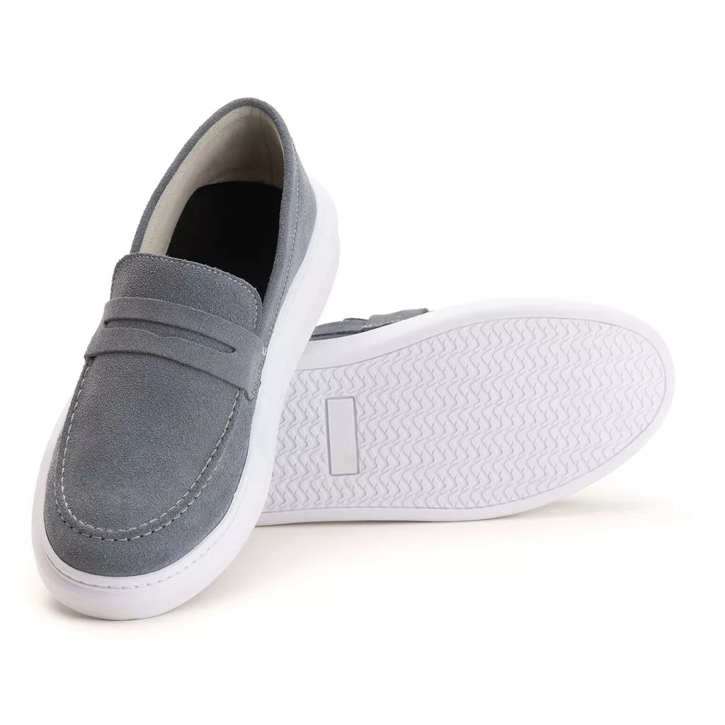 Mocassim Masculino Couro Camurça Casual Confortável Sola Alta
