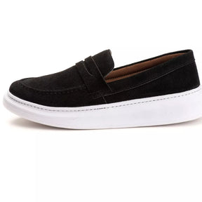 Mocassim Masculino Couro Camurça Casual Confortável Sola Alta