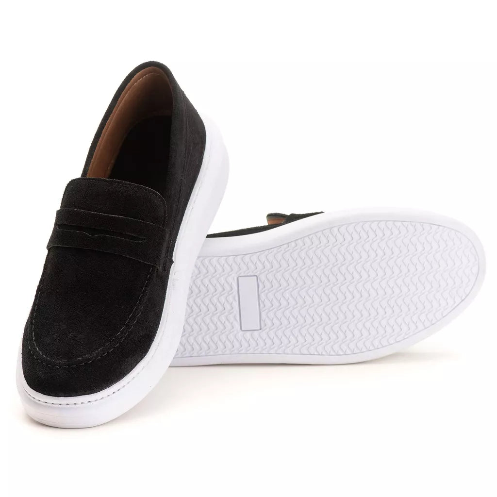 Mocassim Masculino Couro Camurça Casual Confortável Sola Alta