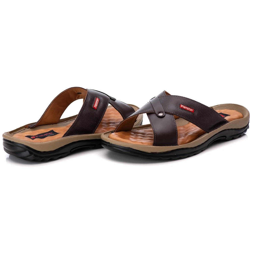 Chinelo Masculino Anti Stress Couro Legitimo Confortável Palmilha em Gel