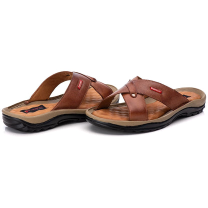 Chinelo Masculino Anti Stress Couro Legitimo Confortável Palmilha em Gel
