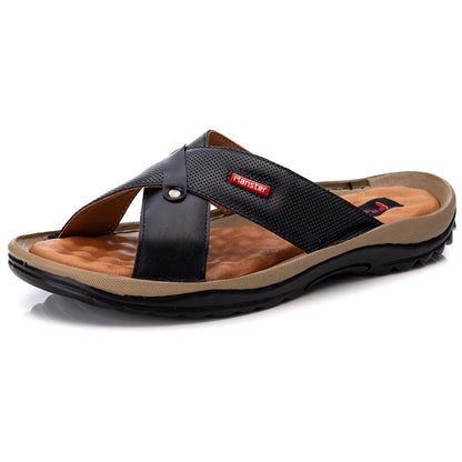 Chinelo Masculino Anti Stress Couro Legitimo Confortável Palmilha em Gel