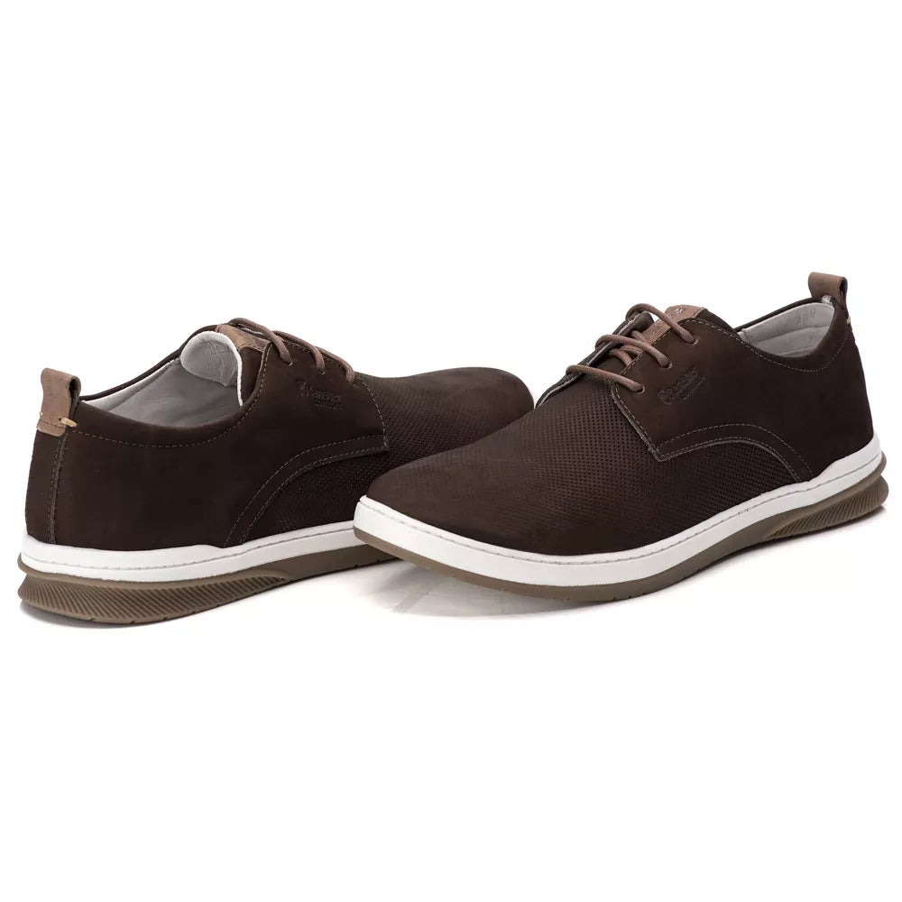 Sapatenis Oxford  Comfort 100% Couro  Palmilha Ultra Gel Chocolate