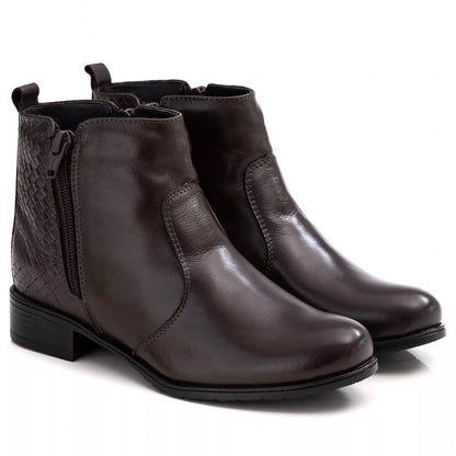 Bota Feminina Estilo Coturno Feminino Ranster Cano Curto Couro 100% Legitimo