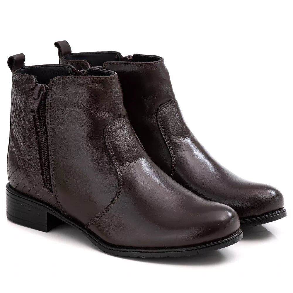 Bota Feminina Estilo Coturno Feminino Ranster Cano Curto Couro 100% Legitimo